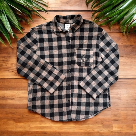 VICTORIA’S SECRET PINK Flannel Pajama Top - Size M - Picture 6 of 16
